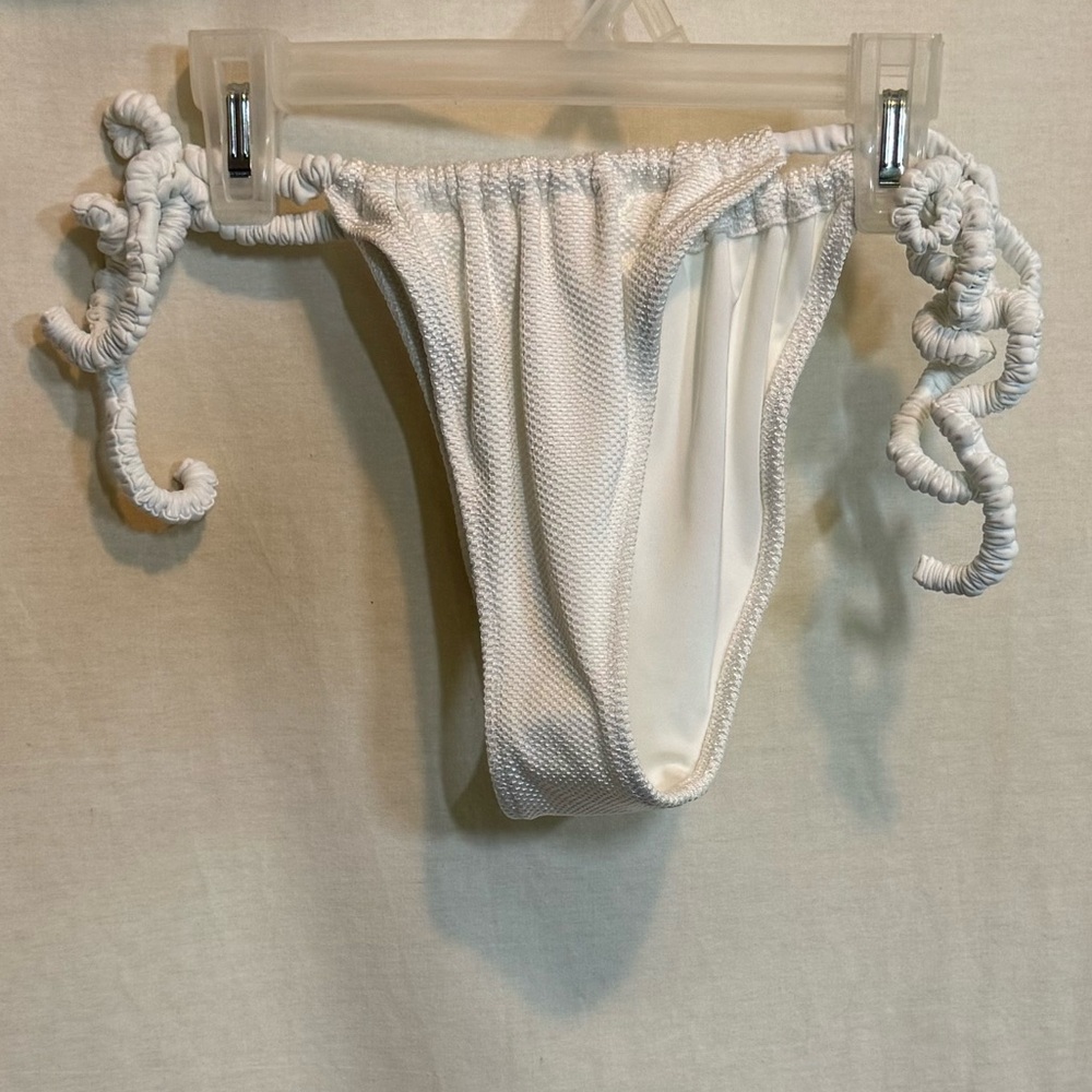 AA-524 Aerie NWT Cheekiest Side Tie White Summer Swim Bikini Bottoms Size S